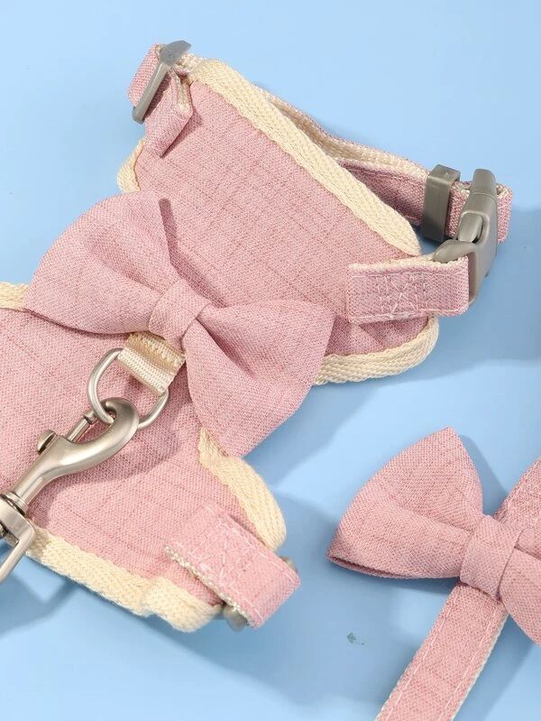 Cute Bow Harness & Leash Set - Pink