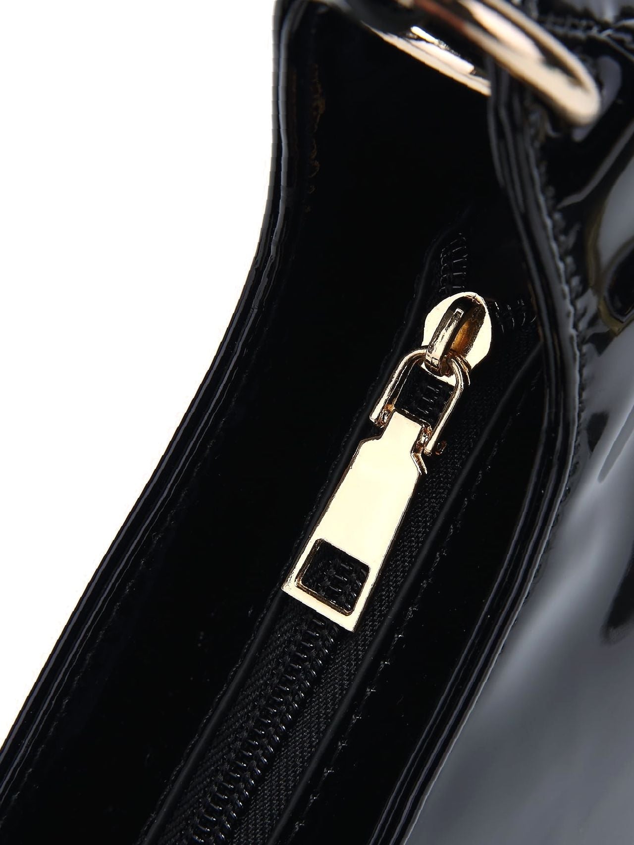 Minimalist Artificial Patent Leather Baguette Bag
