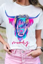 White Highland Heifer Moody Graphic T-shirt