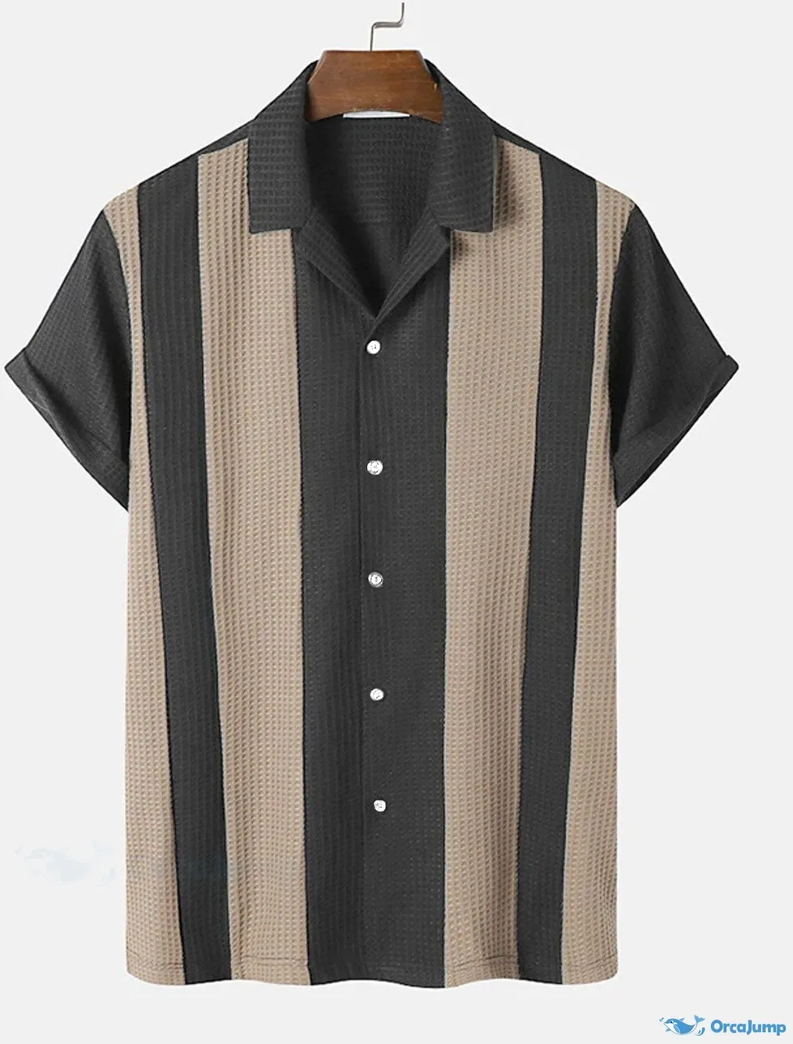 OrcaJump – Mens Striped Seersucker Button-Down Shirt – Lightweight and ...