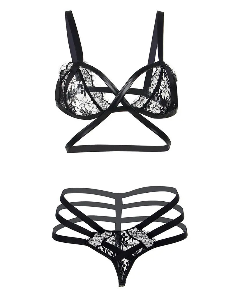 Spaghetti Strap Cutout Lace Bra Set – OrcaJump Store